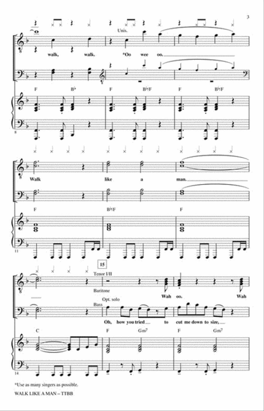 Walk Like a Man Choir scores gallery preview page 3