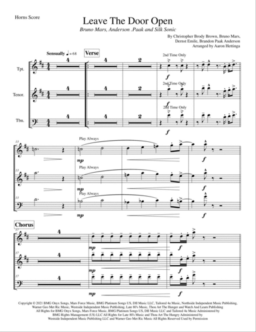 Leave The Door Open Small Ensemble scores gallery preview page 3