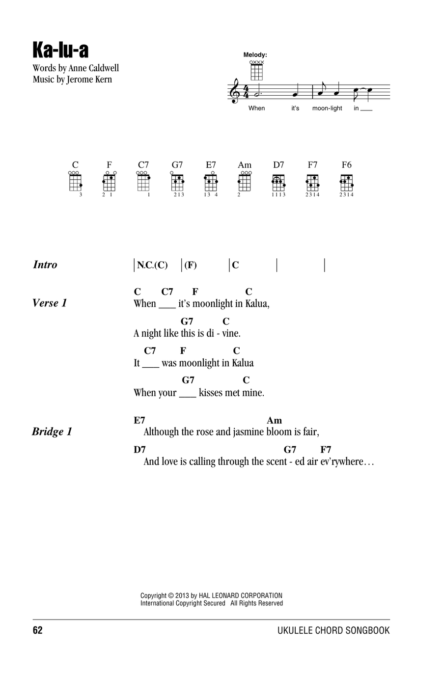Ka-lu-a Ka-lu-a Ukulele scores gallery preview page 1