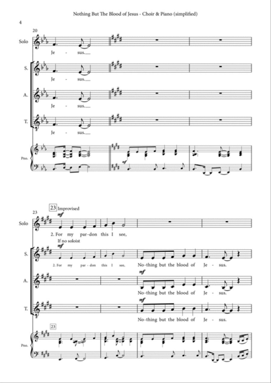 Nothing But The Blood of Jesus (simplified) – Gospel choir (SAT) & Piano SAT scores gallery preview page 6
