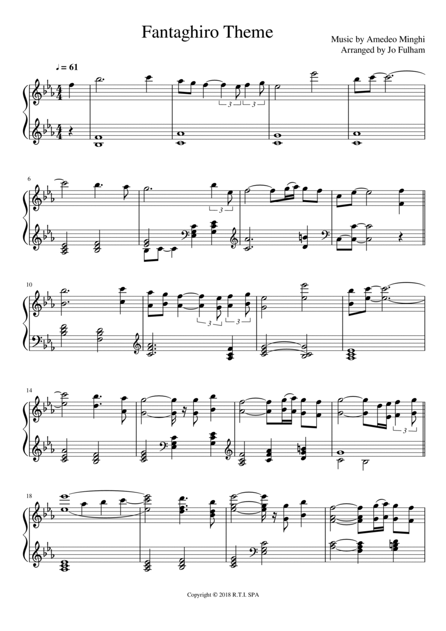Fantaghiro 1 Maintheme/cues/endtheme Electronic Keyboard scores gallery preview page 1