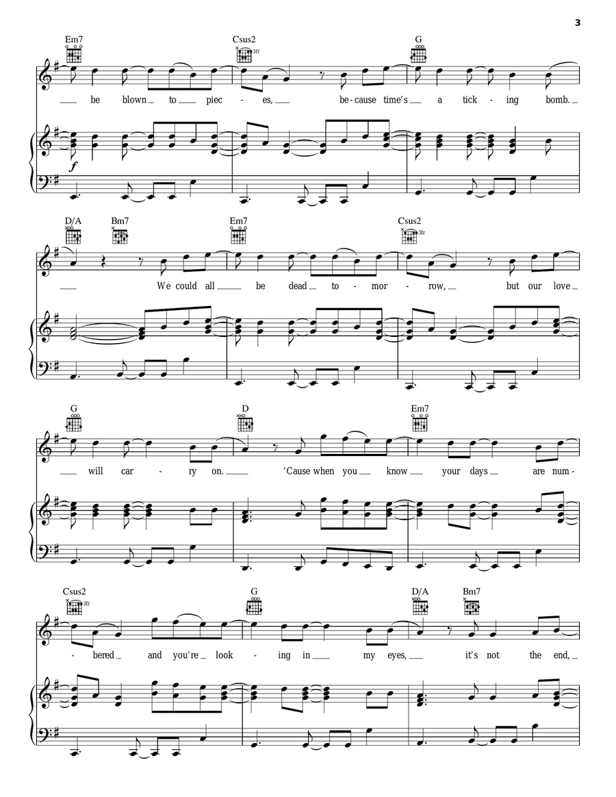 The Energy Never Dies Piano, Vocal, Guitar scores gallery preview page 3
