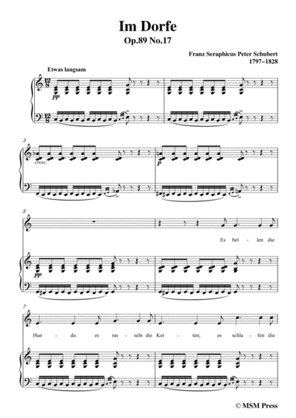 Schubert-Im Dorfe,in C Major,Op.89 No.17,for Voice and Piano image number null