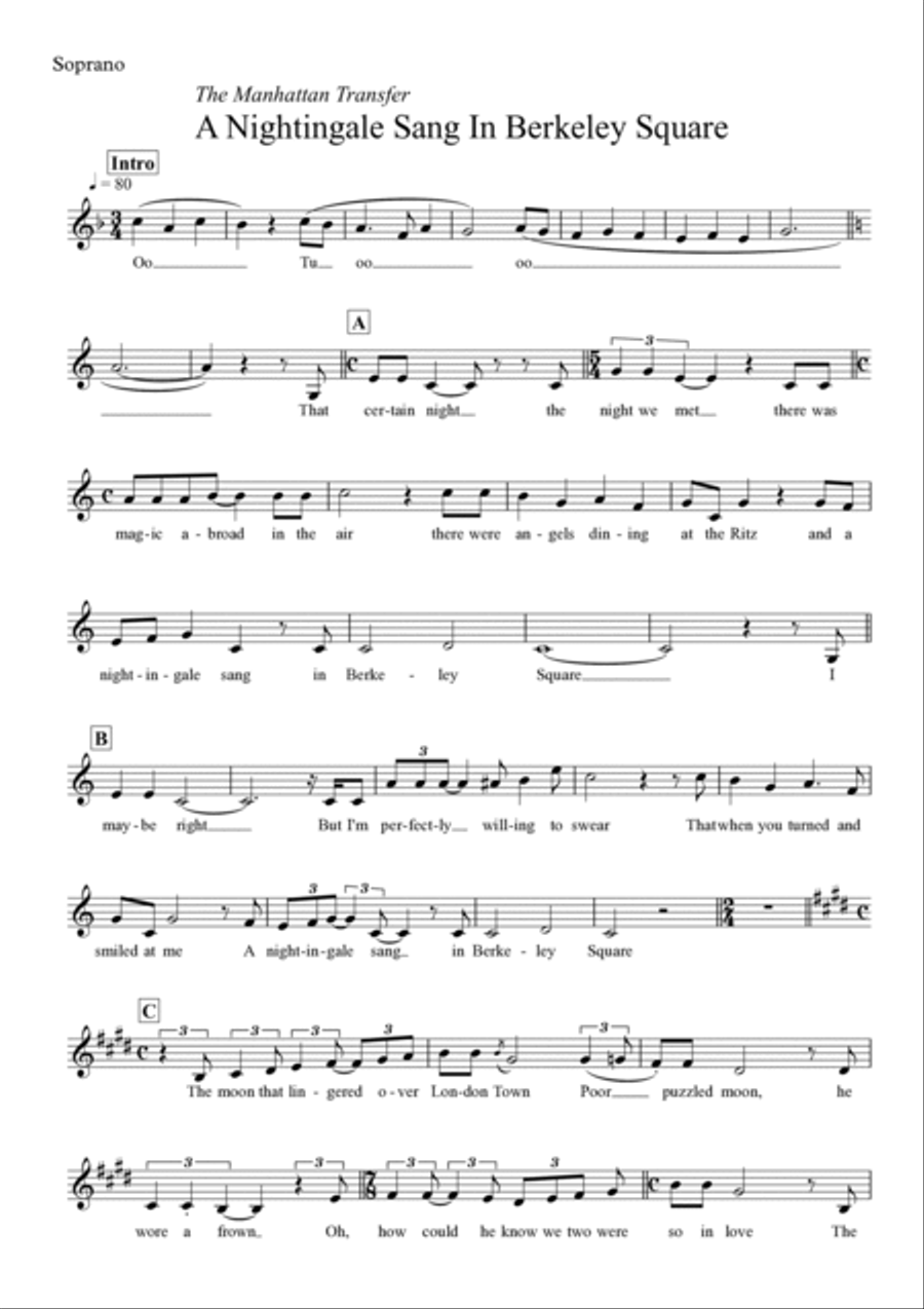 A Nightingale Sang In Berkeley Square 4-Part scores gallery preview page 6
