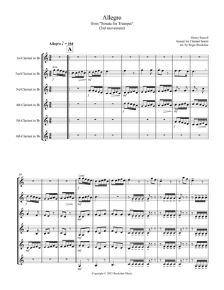 Allegro (from "Sonata for Trumpet") (Bb) (Clarinet Sextet)
