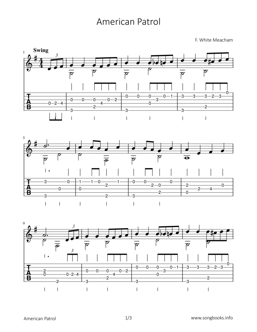 American Patrol American Patrol Guitar Solo scores gallery preview page 1