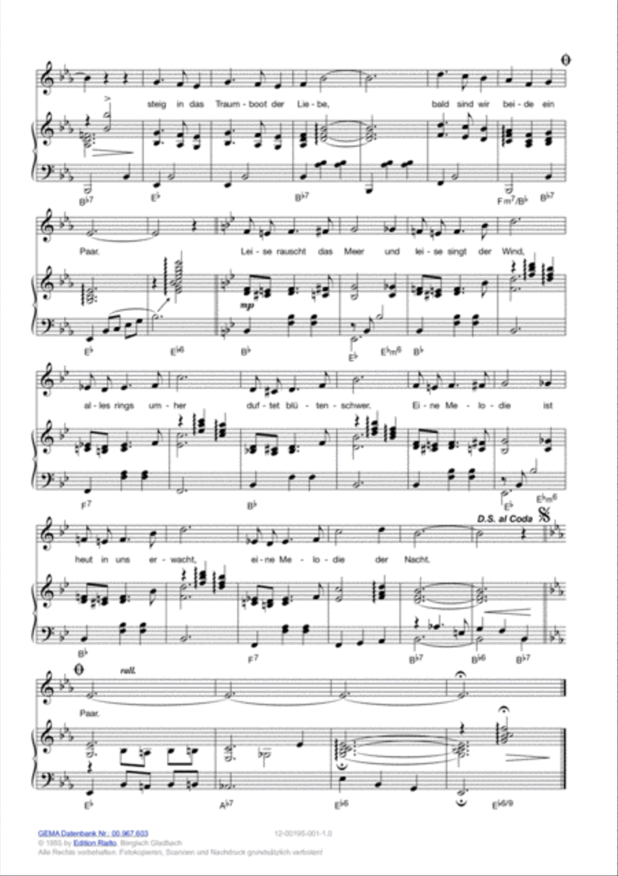 Steig in das Traumboot der Liebe Piano, Vocal, Guitar scores gallery preview page 3