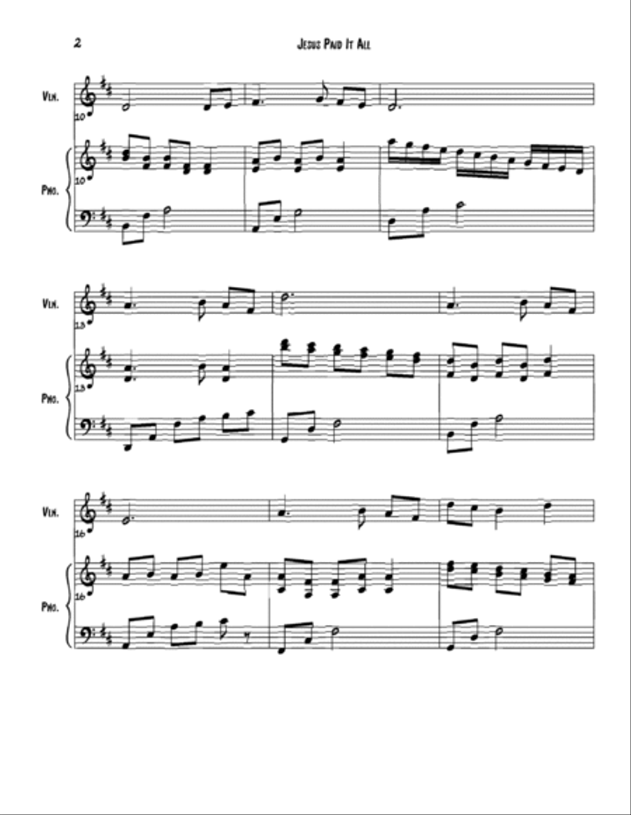 Jesus Paid it All Jesus Paid it All String Duet scores gallery preview page 2