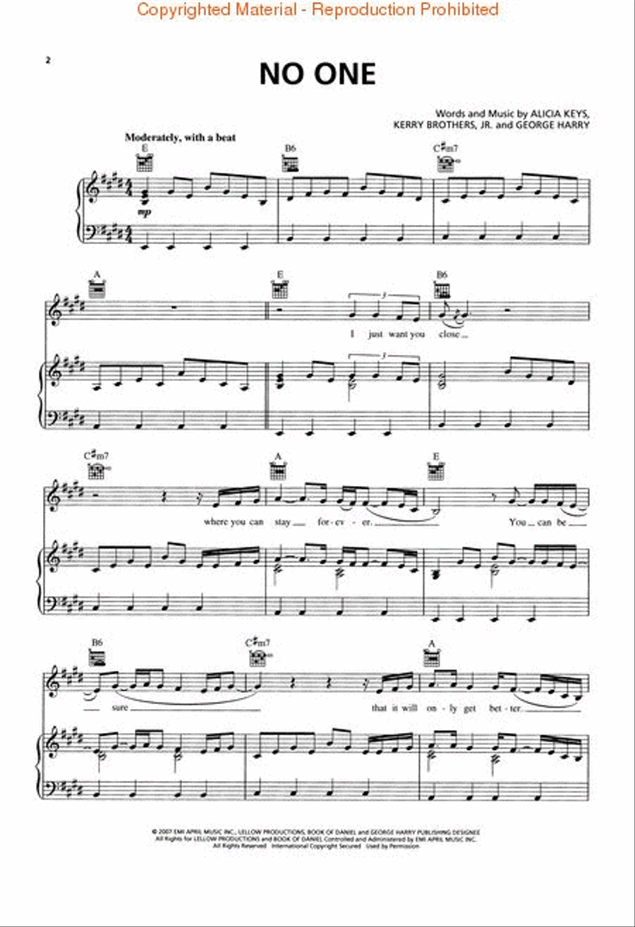 No One Piano, Vocal, Guitar scores gallery preview page 2