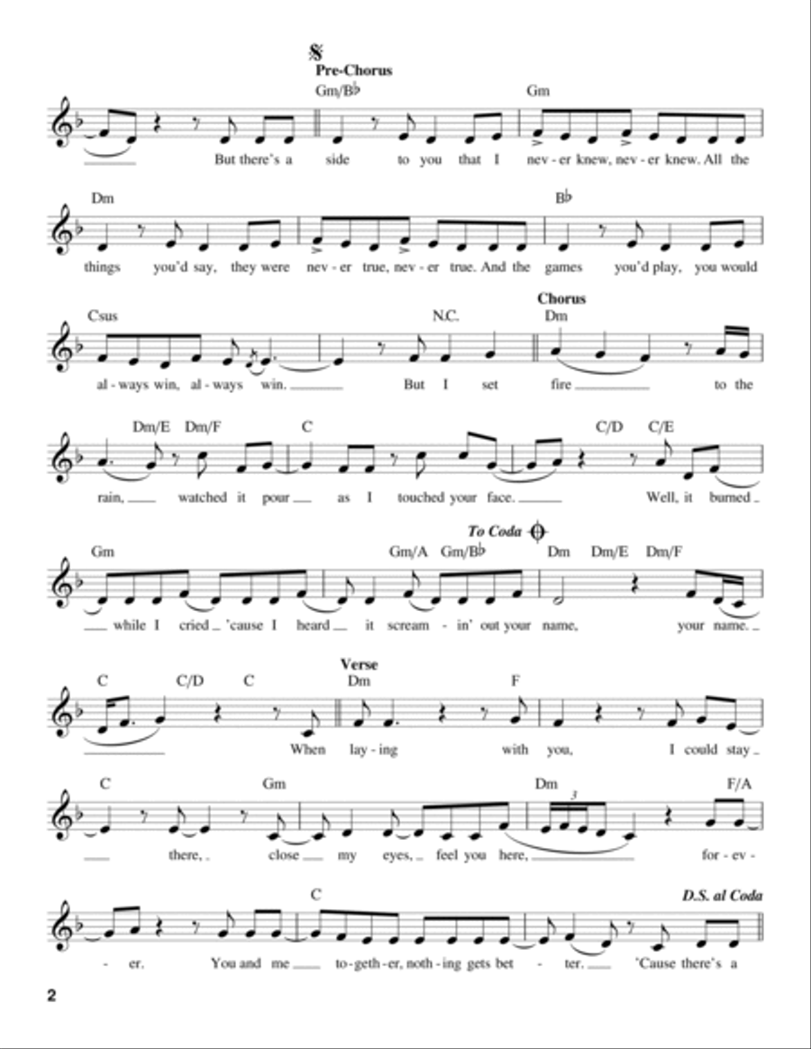 Set Fire To The Rain Voice scores gallery preview page 2