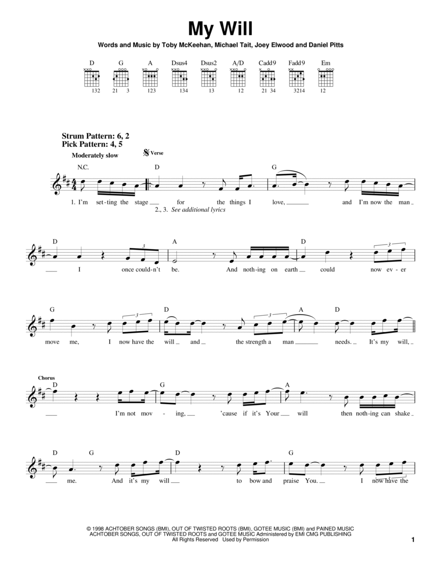 My Will Acoustic Guitar scores gallery preview page 1