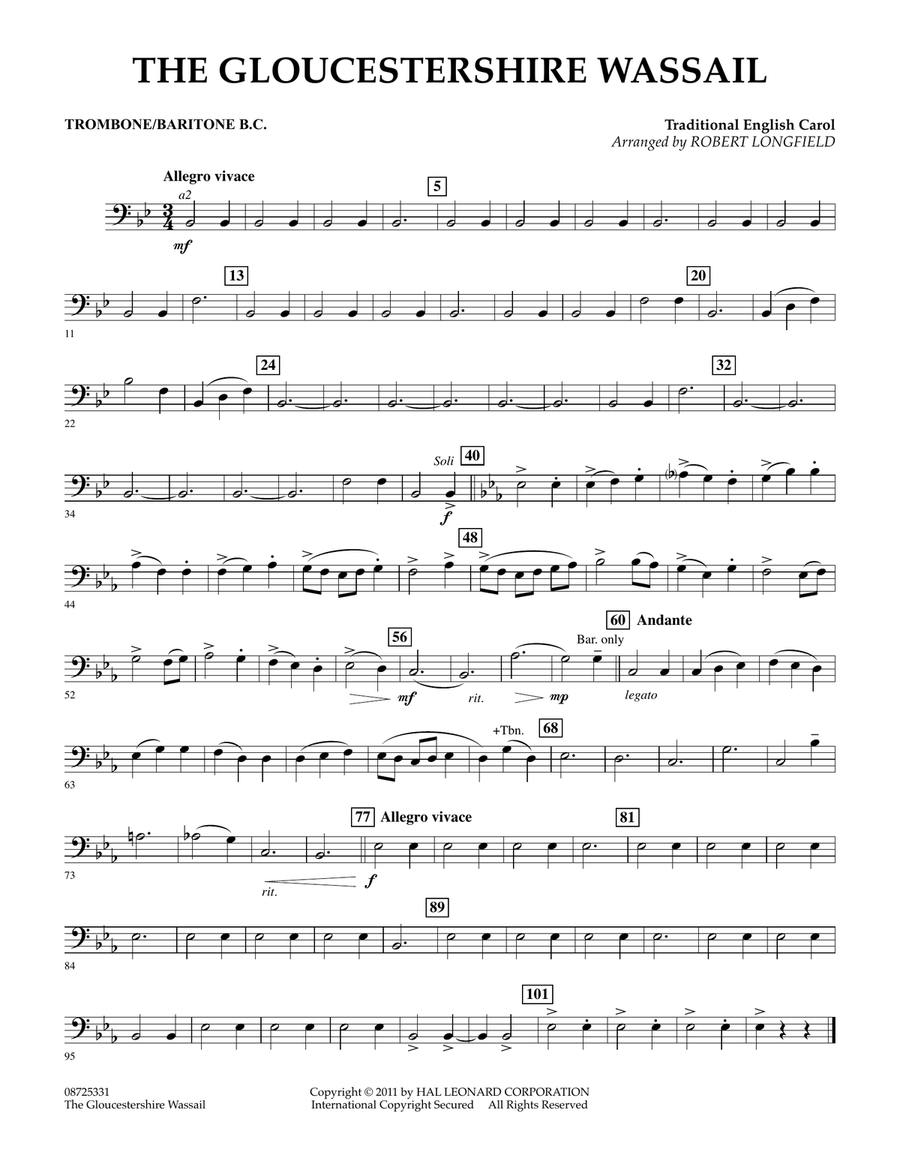 The Gloucestershire Wassail - Trombone/Baritone B.C. Concert Band scores gallery preview page 1