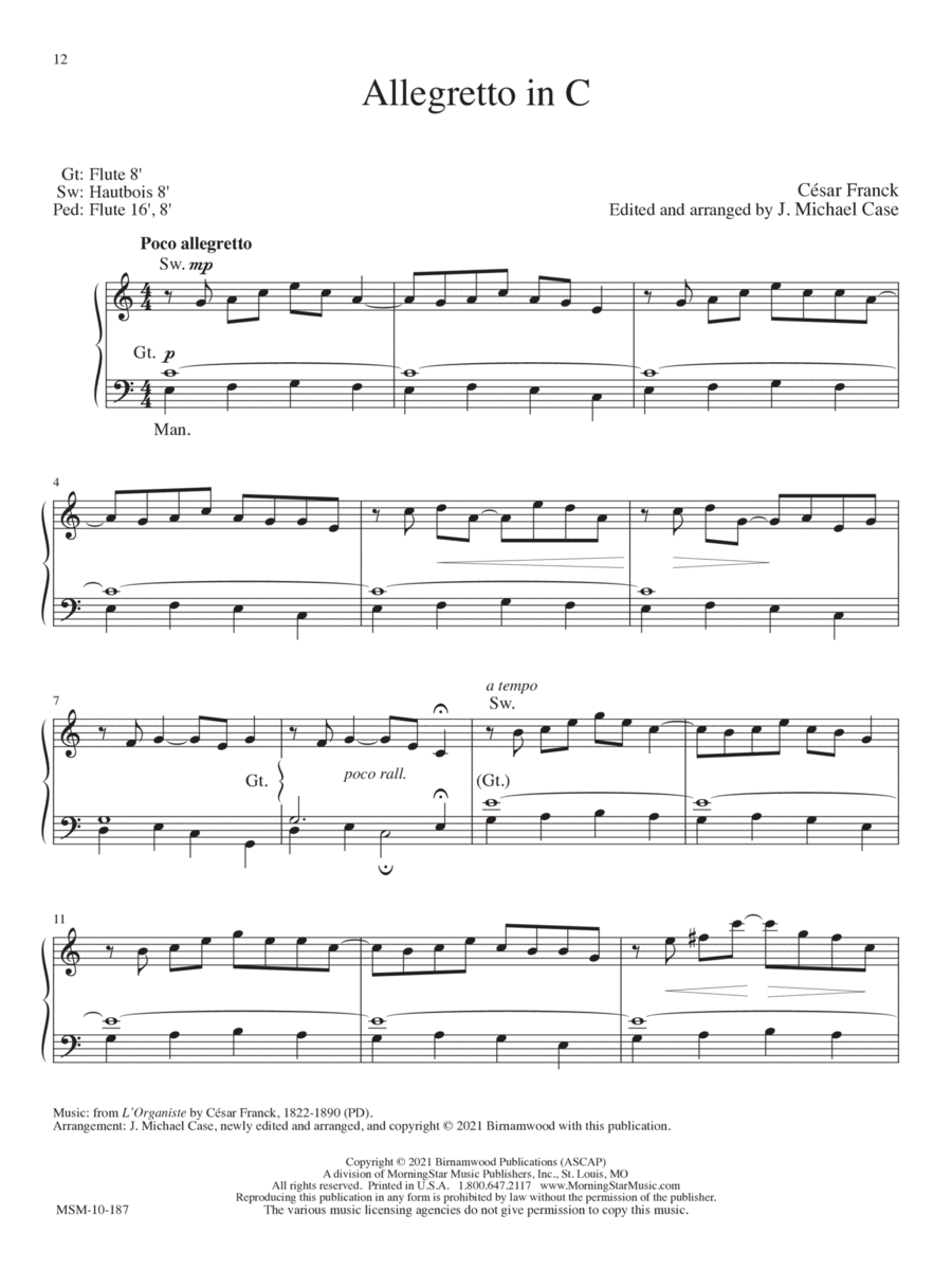 Allegretto in C Organ scores gallery preview page 1