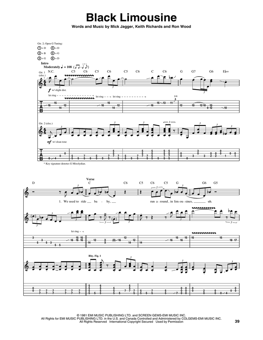 Black Limousine Acoustic Guitar scores gallery preview page 1