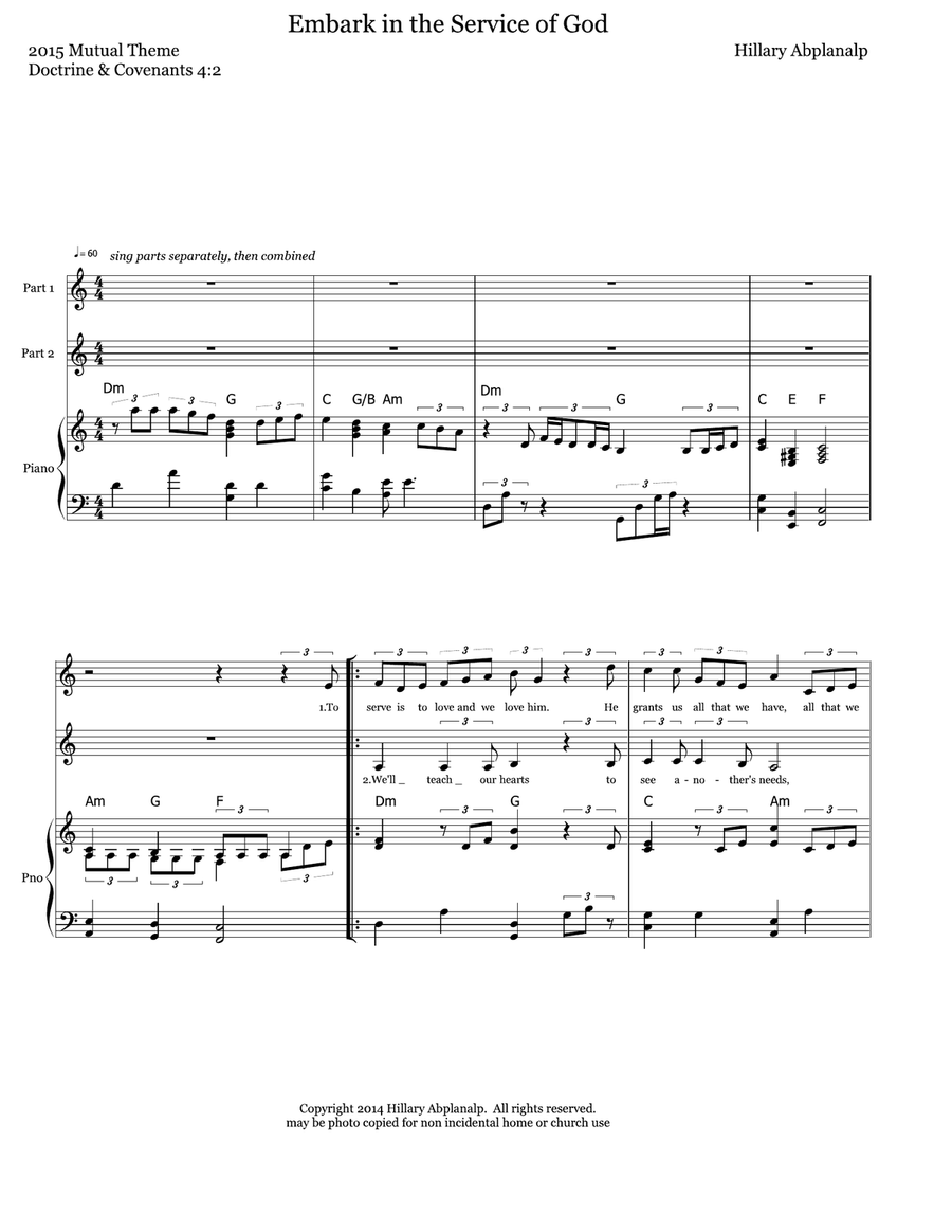 Embark in the Service of God Choir scores gallery preview page 1
