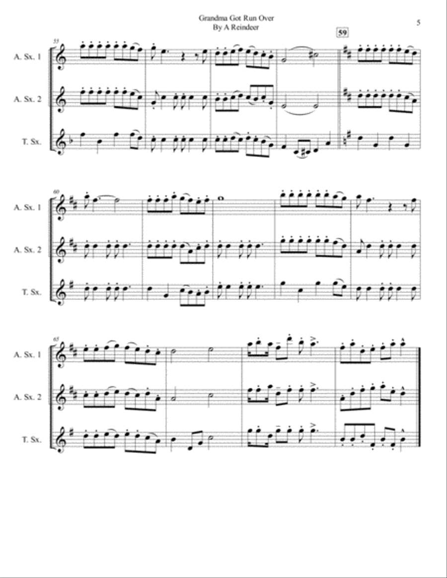 Grandma Got Run Over By A Reindeer Woodwind Trio scores gallery preview page 5