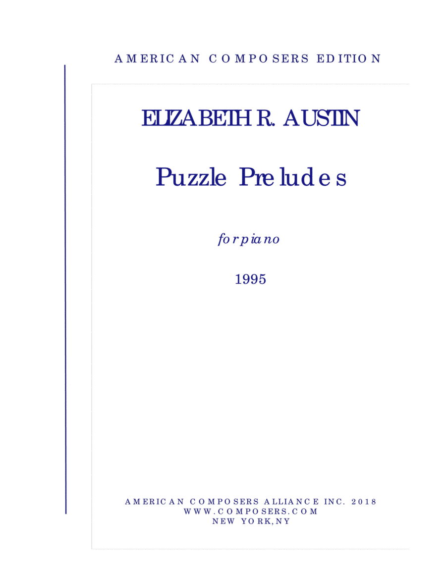 [Austin] Puzzle Preludes Piano Solo scores gallery preview page 1