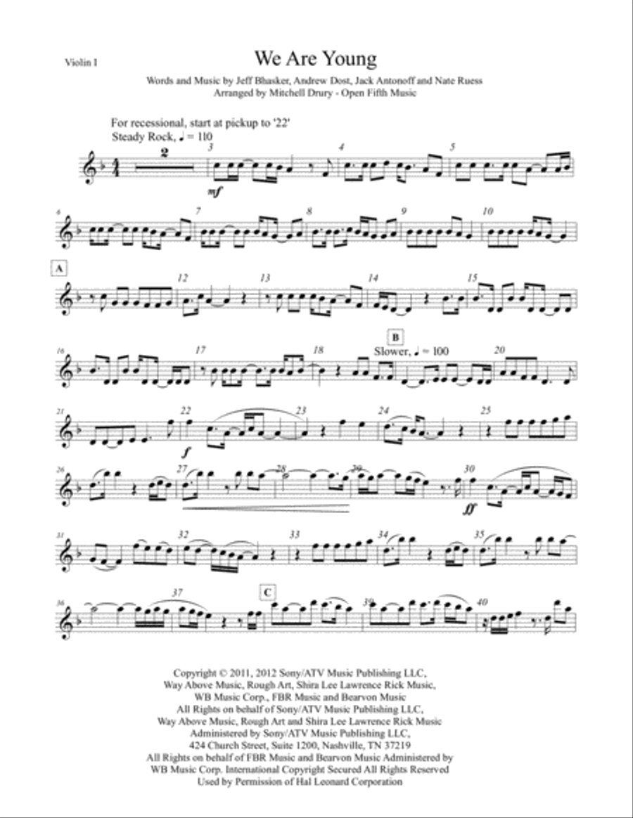 We Are Young String Quartet scores gallery preview page 1