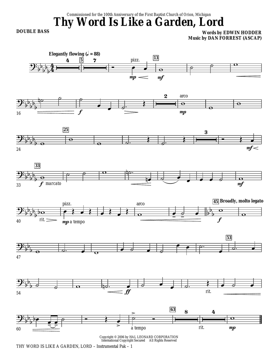 Thy Word Is Like A Garden, Lord - Double Bass