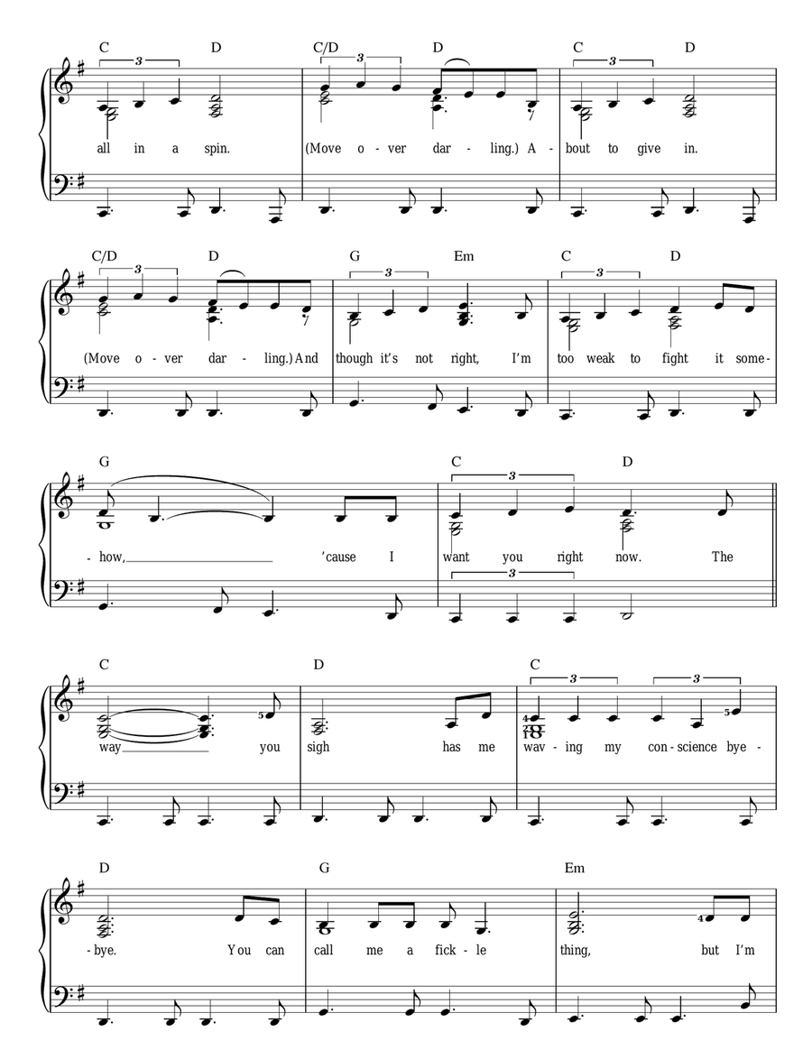 Move Over Darling Piano, Vocal scores gallery preview page 2