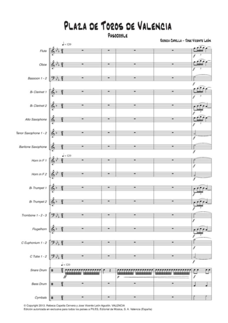 Plaza de Toros de Valencia. Pasodoble Concert Band scores gallery preview page 2