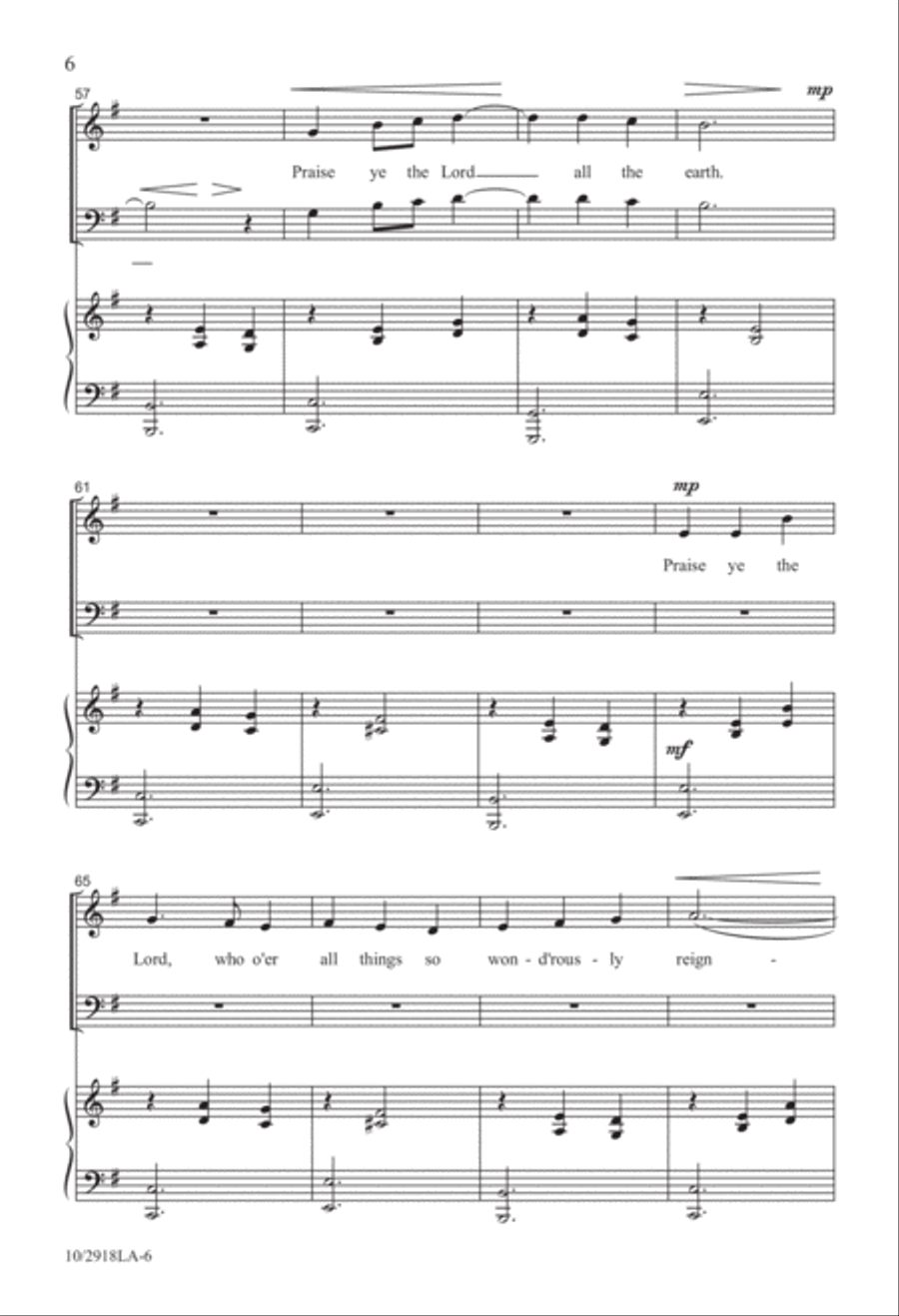Praise Ye the Lord 4-Part scores gallery preview page 6