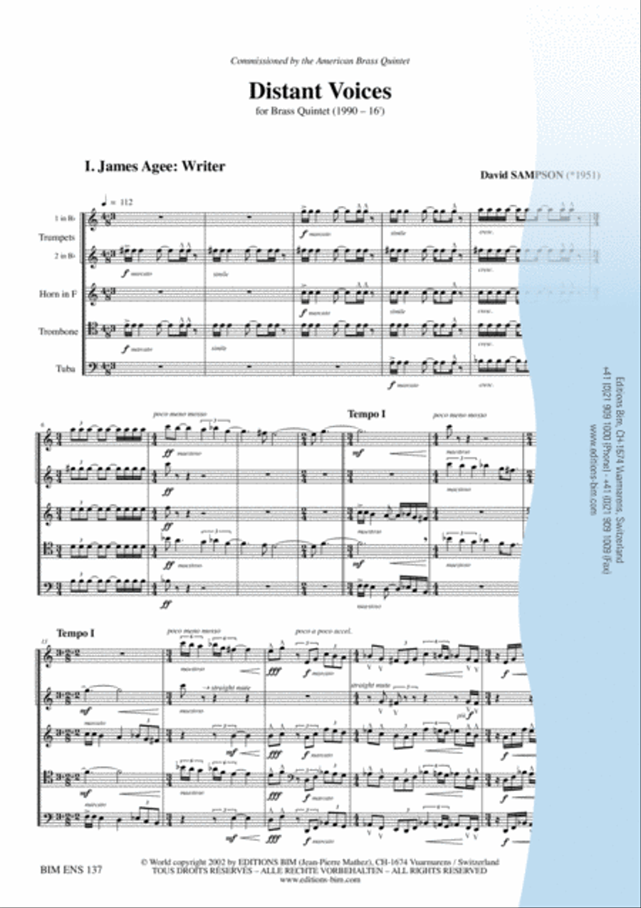 Distant Voices Brass Quintet scores gallery preview page 2