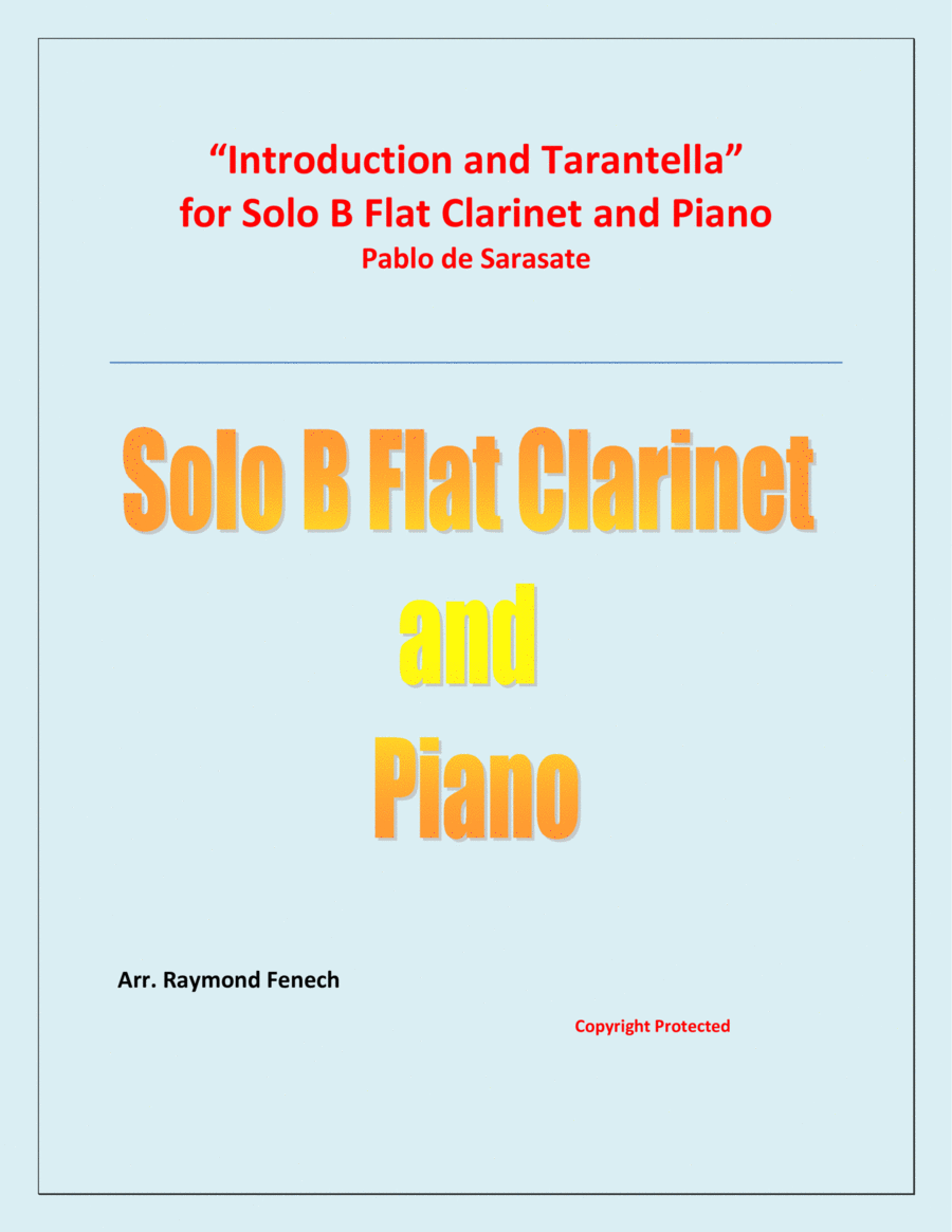 Introduction and Tarantella - Pablo de Sarasate - Clarinet and Piano B-Flat Clarinet scores gallery preview page 1