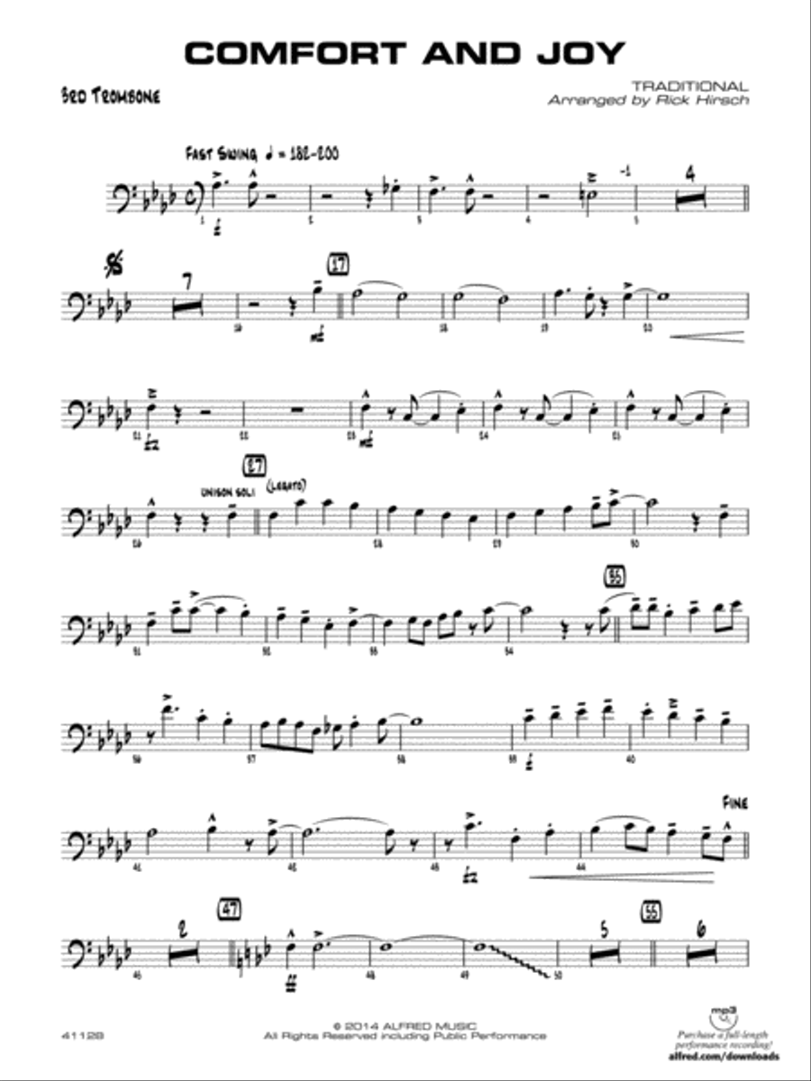 Comfort and Joy: 3rd Trombone Jazz Ensemble scores gallery preview page 1