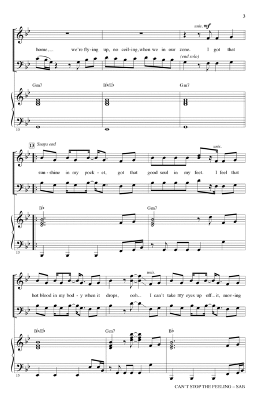 Can't Stop The Feeling (from Trolls) (arr. Mac Huff) 3-Part scores gallery preview page 2