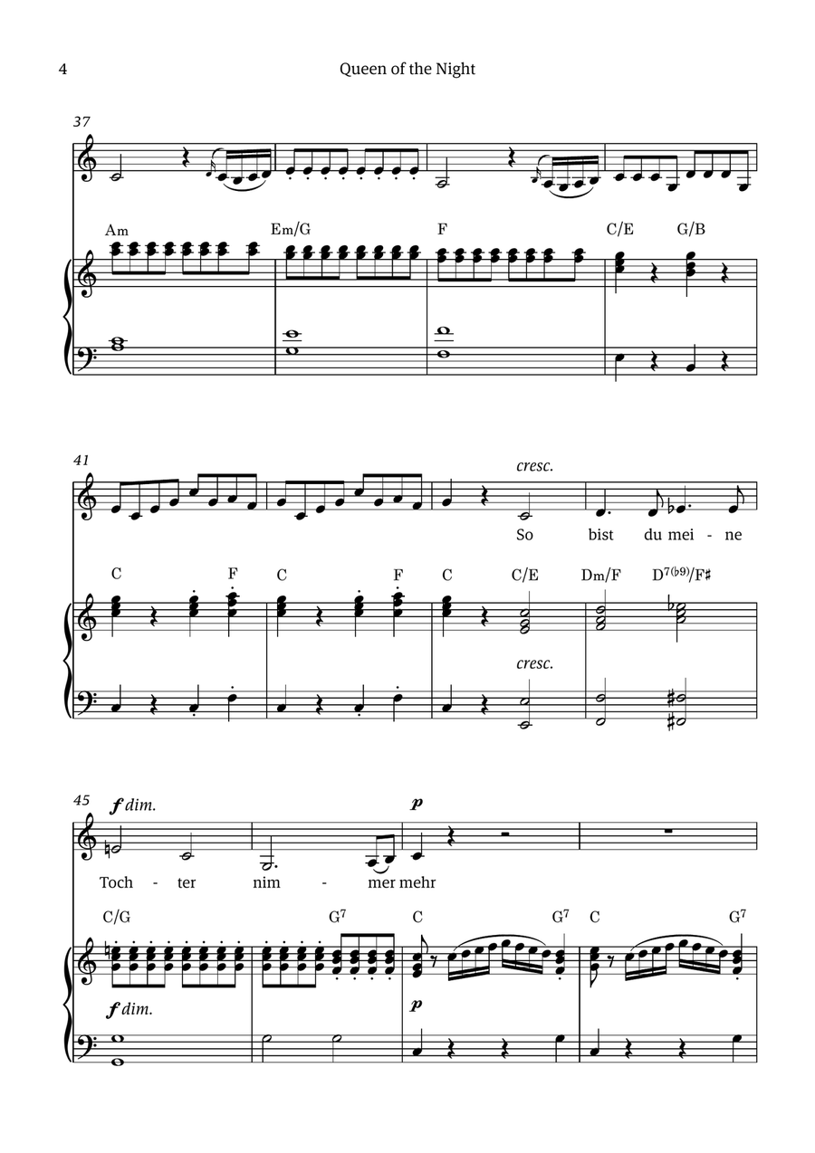 Queen of the Night (aria) - for ALTO in A minor (with chords) Chamber Music scores gallery preview page 4