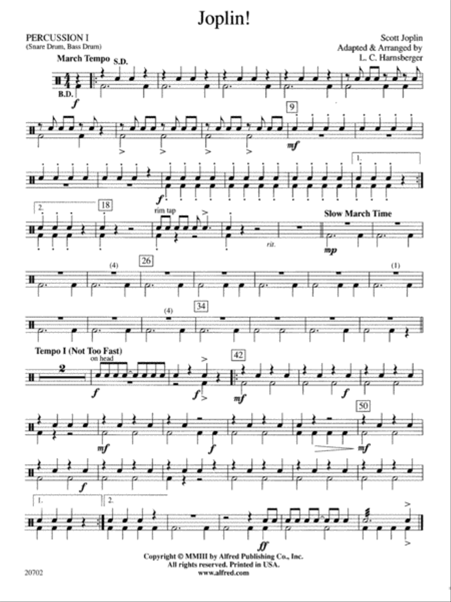 Joplin!: 1st Percussion Concert Band scores gallery preview page 1