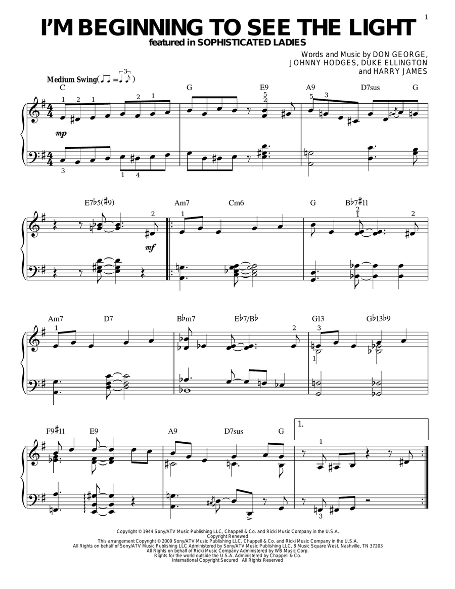I'm Beginning To See The Light (arr. Brent Edstrom)