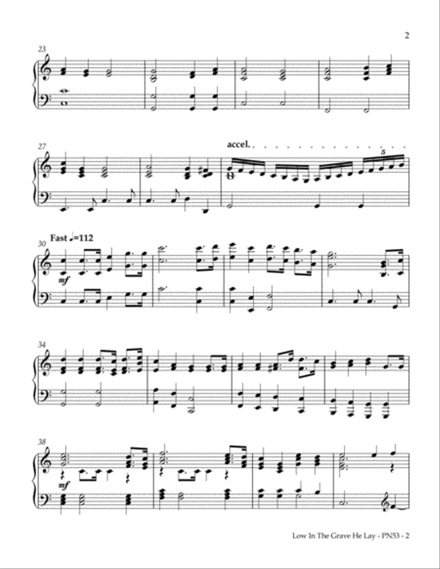 Low In The Grave He Lay (Up From The Grave He Arose) Piano Solo scores gallery preview page 3