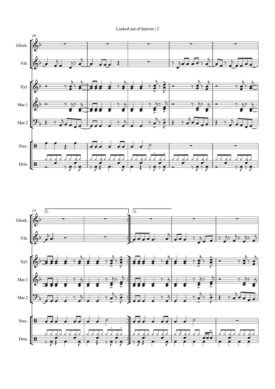 Locked Out Of Heaven Percussion Ensemble scores gallery preview page 4