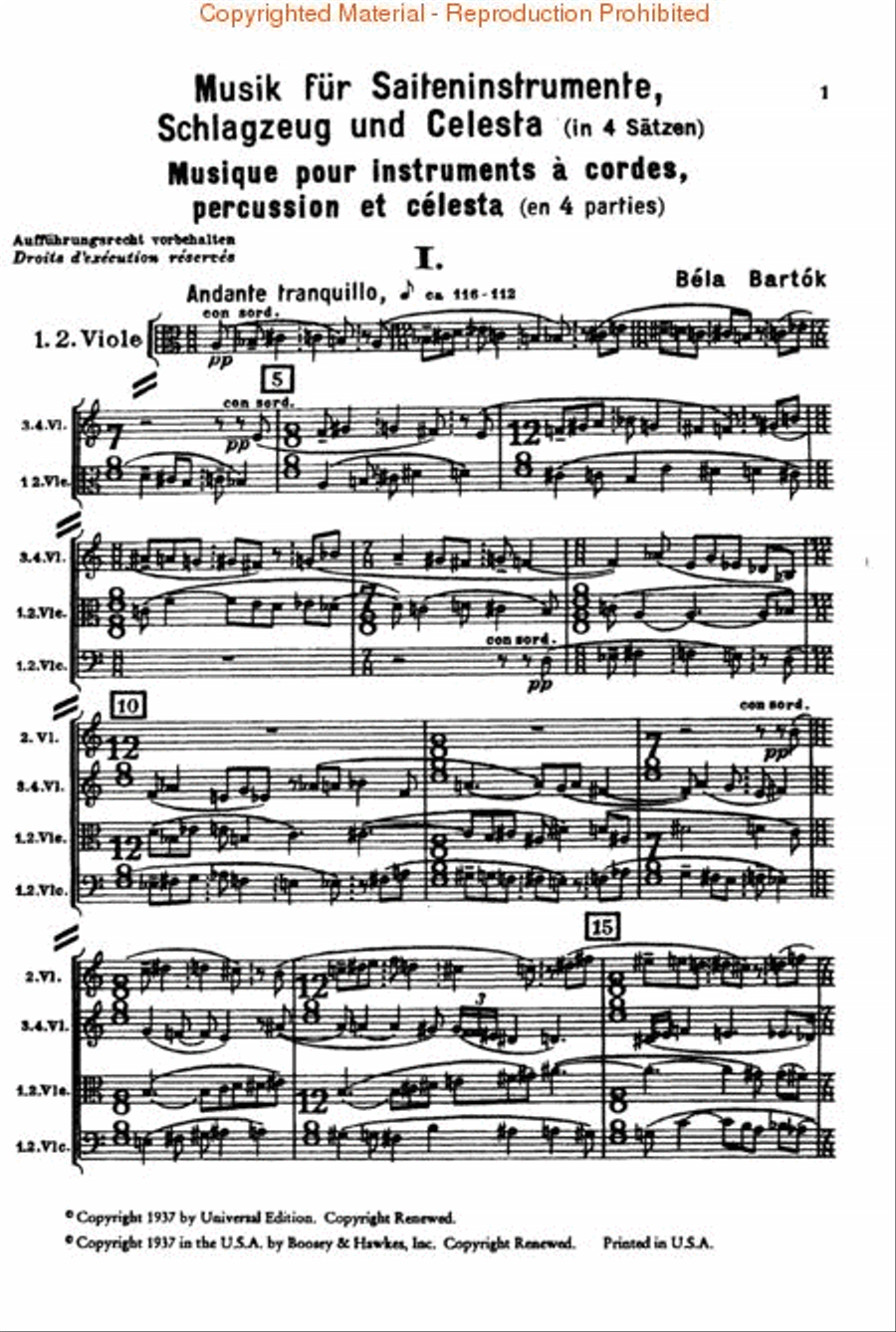 Music for String Instruments, Percussion and Celesta Miniature Score scores gallery preview page 2