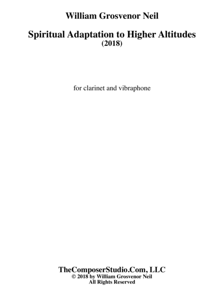 Spiritual Adaptation to Higher Altitudes for clarinet and vibraphone
