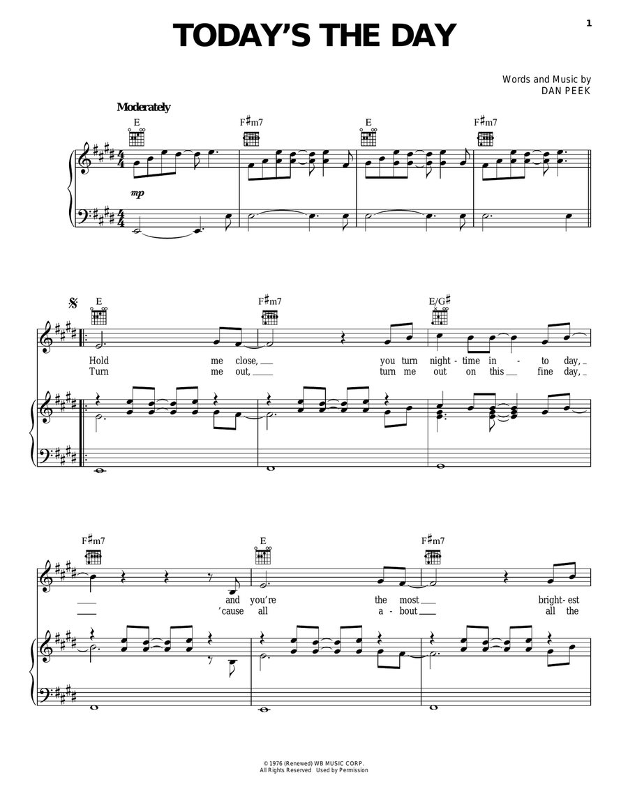 Today's The Day Piano, Vocal, Guitar scores gallery preview page 1