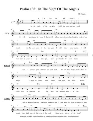 Psalm 138: In The Sight Of The Angels (Leadsheet)