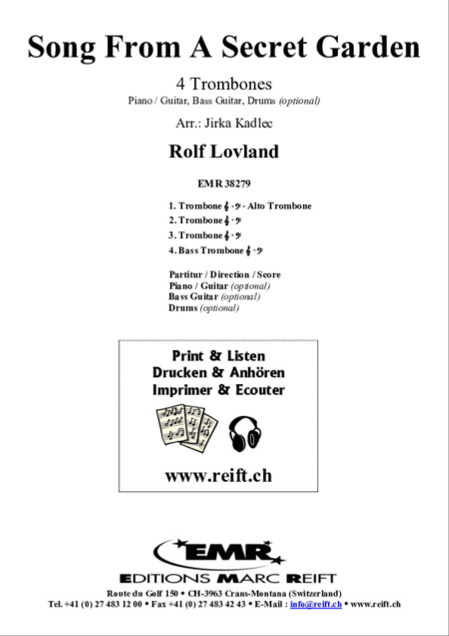 Song From A Secret Garden Trombone Quartet scores gallery preview page 2