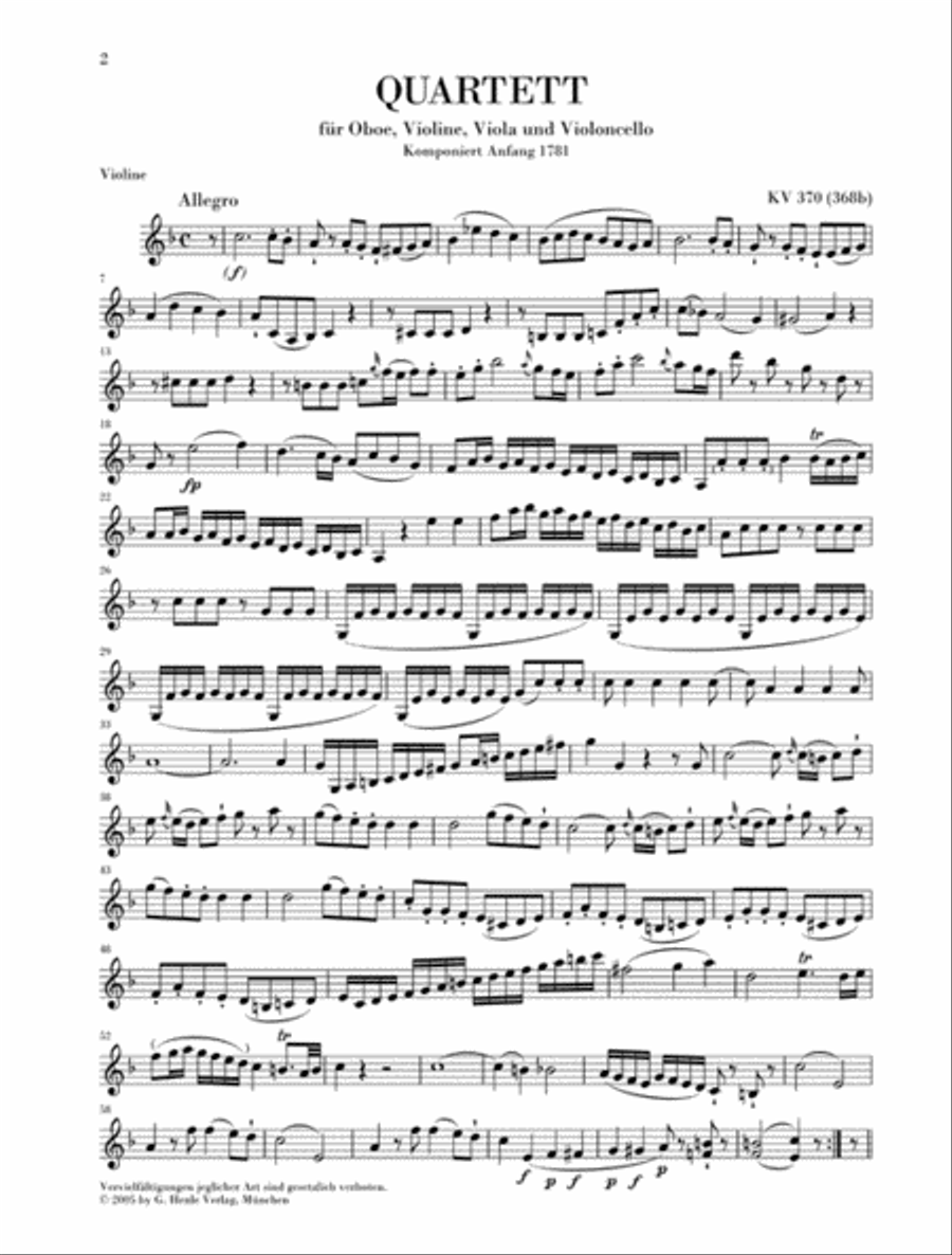 Oboe Quartet F Major K.370 (368b) Oboe scores gallery preview page 3