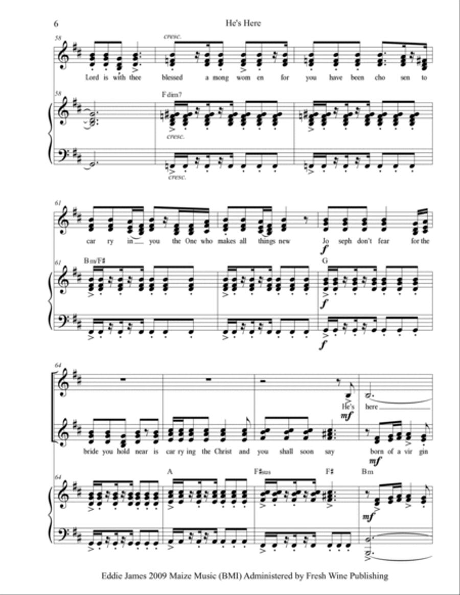 He's Here Piano Solo scores gallery preview page 6