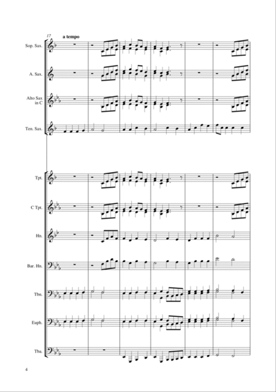 Au Claire de la lune Brass Ensemble scores gallery preview page 4