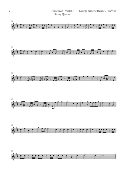 Hallelujah by Handel for String Quartet image number null