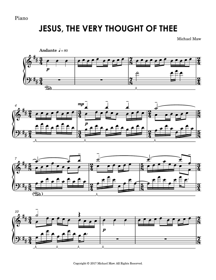Jesus, The Very Thought of Thee Piano Solo scores gallery preview page 1