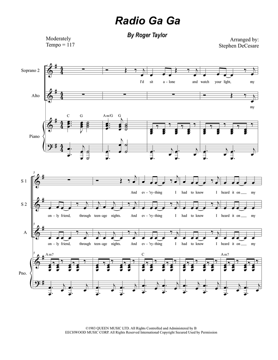Radio Ga Ga SSA scores gallery preview page 1