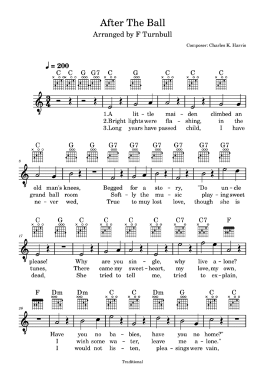 After The Ball After The Ball Piano, Vocal, Guitar scores gallery preview page 2