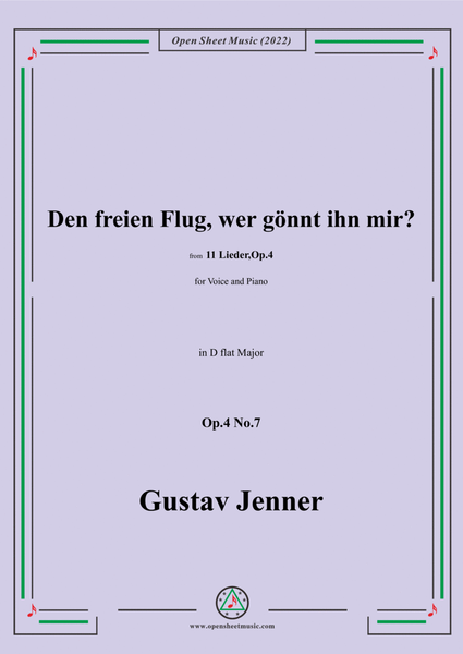 Jenner-Den freien Flug,wer gönnt ihn mir?,in D flat Major,Op.4 No.7