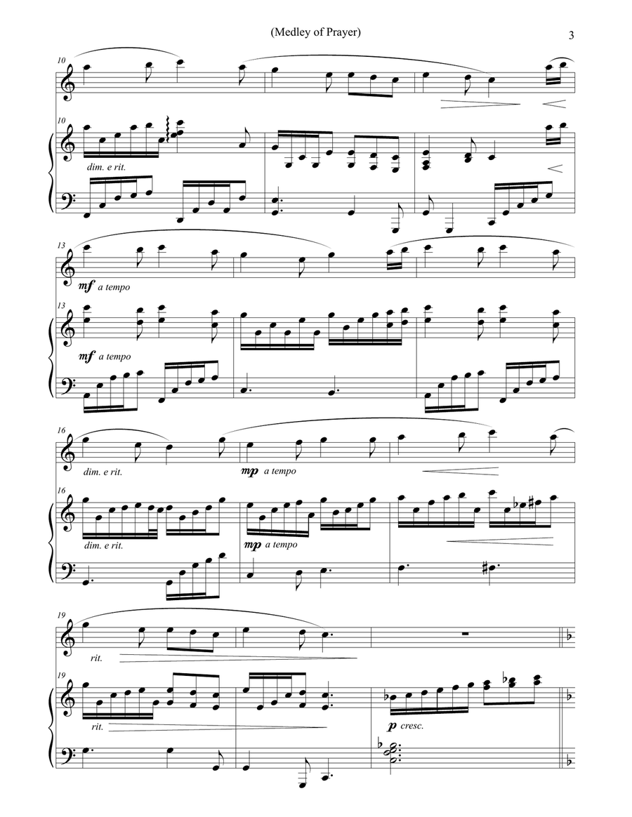 Medley of Prayer (Sweet Hour of Prayer/Take Time to be Holy) - FLUTE Flute Solo scores gallery preview page 3
