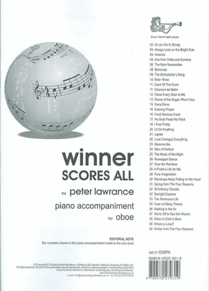 Winner Scores All For Oboe Piano Accomp
